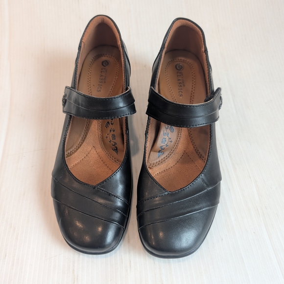 EARTH Elara Black Leather Mary Jane Heels Size 9 - Picture 3 of 10